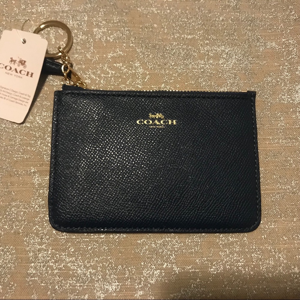 Coach Royal Blue Card Holder Keychain Pouch